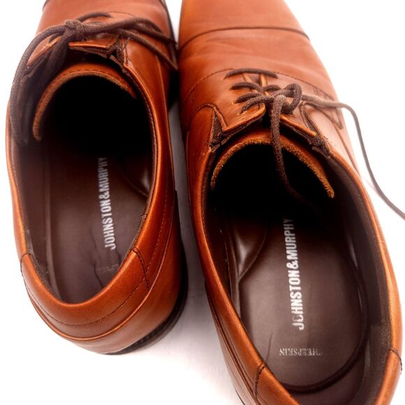 Johnston & Murphy Men\'s Lancaster Cap Toe Tan Brown Oxford Dress Shoes Size 11 M